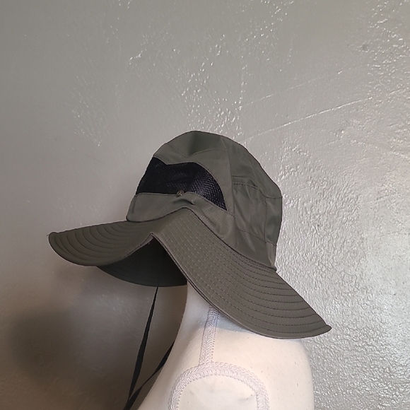 Olive Green Sun Hat with Black Mesh Band NIB 14.76 x 10 x .59 Inch - Picture 4 of 8